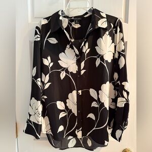 Rachel Zoe Black & White Floral Blouse Large